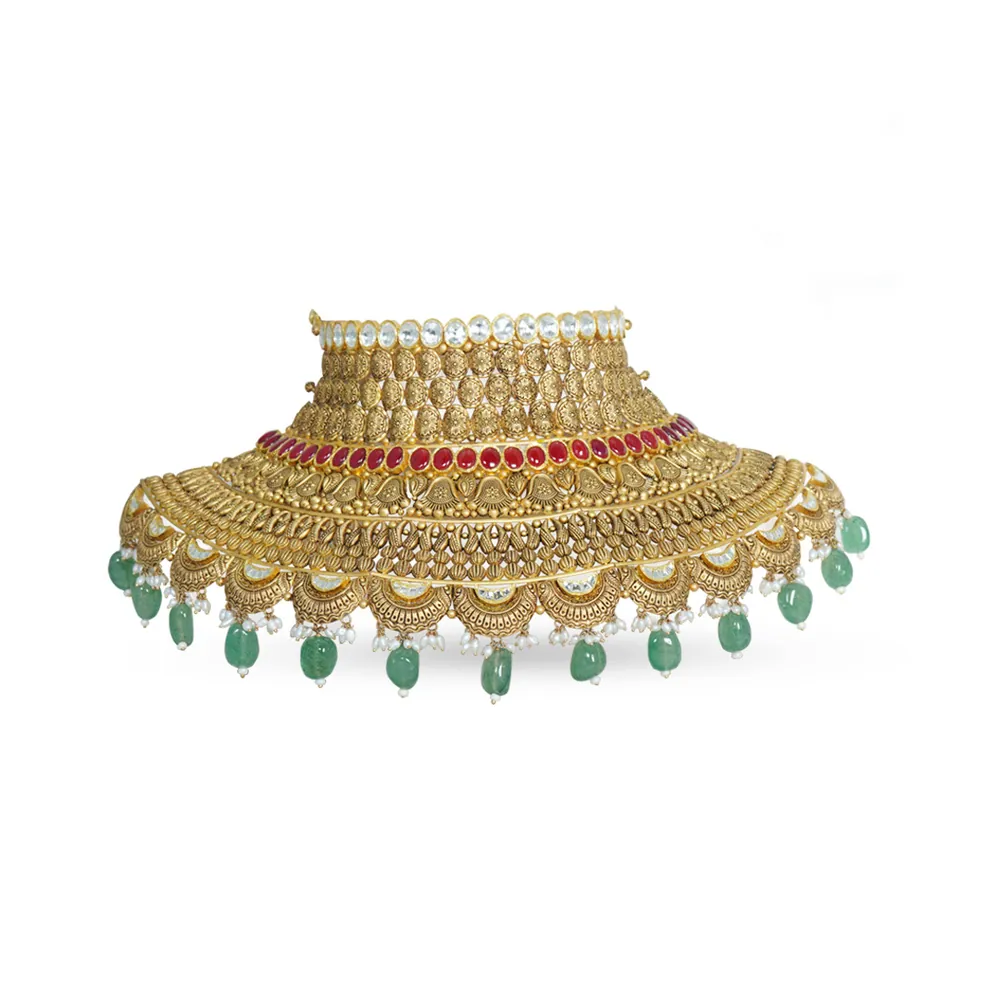 Floral gold choker set
